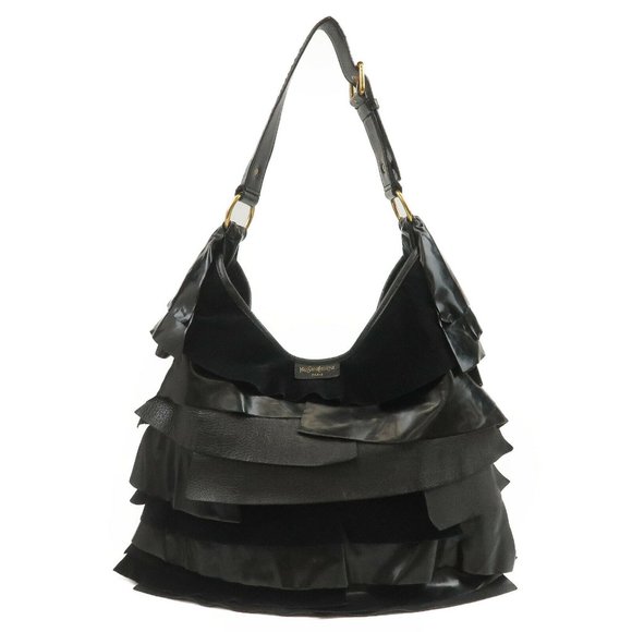 Yves Saint Laurent Handbags - Auth Yves Saint Laurent leather satin black hobo